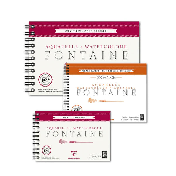 Fontaine Watercolor Paper Press 300 gsm, Spiral Cold and Hot Press