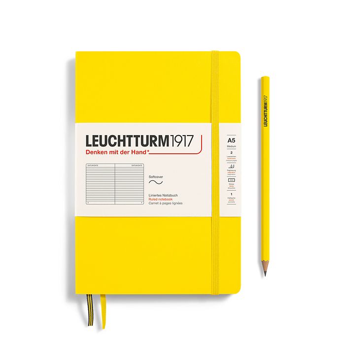 Leuchtturm 1917, Medium A5 Softcover Ruled Notebook, Lemon