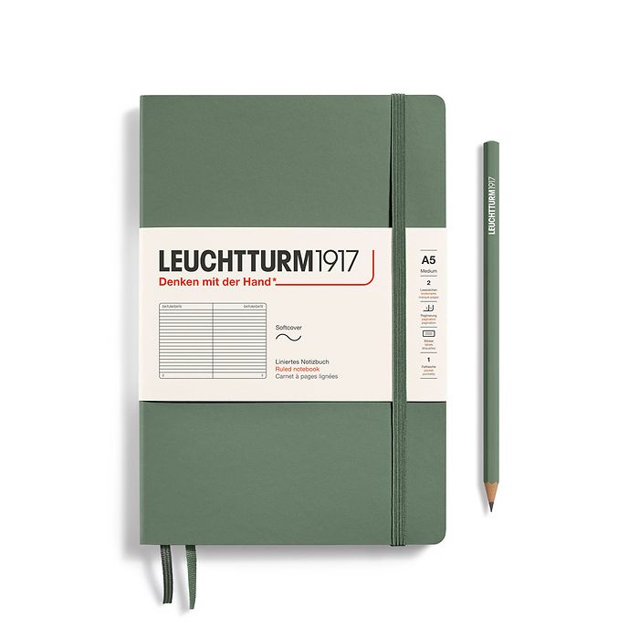 Leuchtturm 1917 Medium A5 Softcover Ruled Notebook, Sage