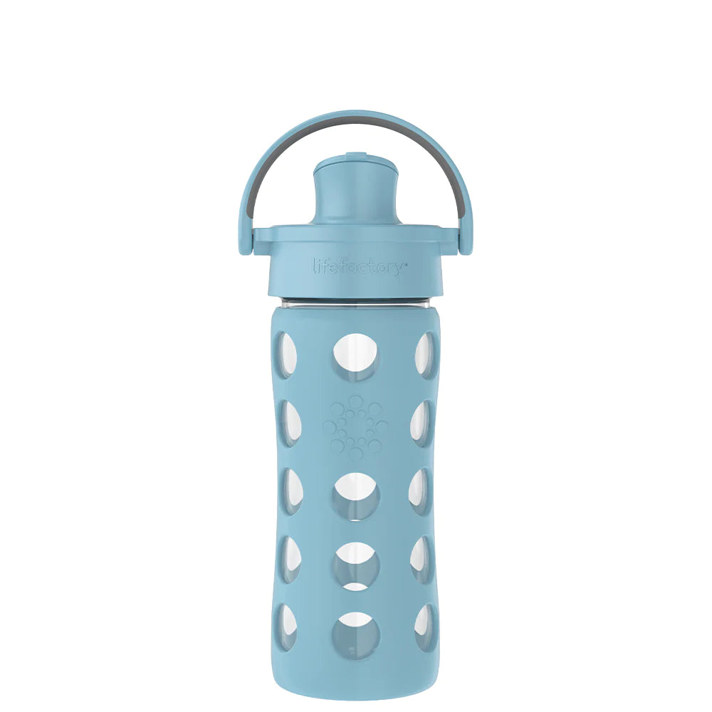 Lifefactory 22 oz Water Bottle with Silicone Sleeve Active Cap, Denim