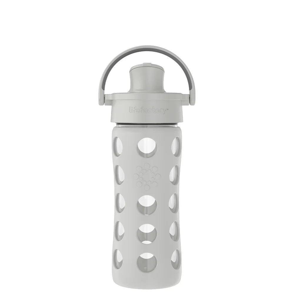 Lifefactory 22 oz Water Bottle with Silicone Sleeve and Active Cap, Stone Gray