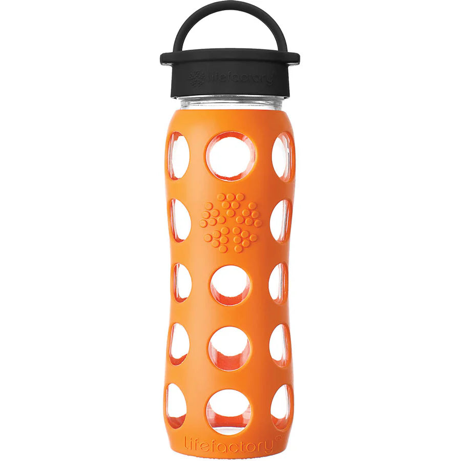 Lifefactory 22 oz Water Bottle with Silicone Sleeve and Classic Cap, Orange