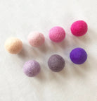 Little Lark Felt Balls Purple, Plum, Lavender, Fuchsia, Pink, Pale Pink, Peach 