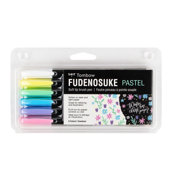 Tombow Fudenosuke Soft Tip Pen Pastel 6-Pack