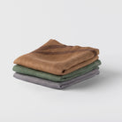 eelo Linen Ripple Hand Towels, Iced Latte, Ivy, and Breakwall